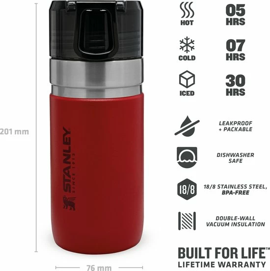 Stanley PMI Stanley The Vacuum Insulated Water Bottle 0,47L- Red Sky 10 Stanley PMI Stanley The Vacuum Insulated Water Bottle 0,47L- Red Sky - Afbeelding 8