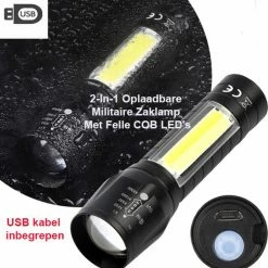 HÖFFTECH 2-Stuks USB Oplaadbare Militaire Tactical Led Zaklamp Duo COB Li-ion 5W -Flamecan winkel 550x557 3