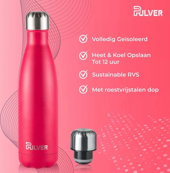 Pulver - Luxe RVS Thermosfles / Drinkfles – BPA Vrij – 500 Ml - Waterfles Met Rietje – Drinkfles – Dubbele Isolatie - Roze 9 Pulver - Luxe RVS Thermosfles / Drinkfles – BPA Vrij – 500 Ml - Waterfles Met Rietje – Drinkfles – Dubbele Isolatie - Roze - Afbeelding 7