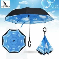 San Vitale® - Unieke Reversible Windproof Paraplu - Blauw
