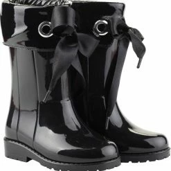Igor - Regenlaarzen Voor Meisjes - Campera Charol Hoogglans Met Strik - Zwart - Maat 35EU