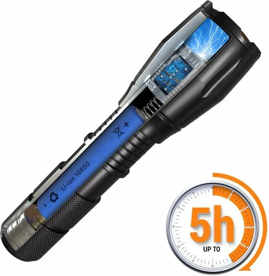 Shustar® Zaklamp LED Oplaadbaar - Zaklamp Militaire 2000 Lummen Incl. Opbergdoos & Oplader & Batterij - Zoomfunctie - Waterproof 7 Shustar® Zaklamp LED Oplaadbaar - Zaklamp Militaire 2000 Lummen Incl. Opbergdoos & Oplader & Batterij - Zoomfunctie - Waterproof - Afbeelding 5