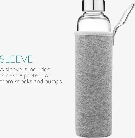 Navaris Glazen Drinkfles - Fles Met Edelstenen - 420 Ml - Waterfles Met Amethisten - Inclusief Sleeve Van Neopreen 6 Navaris Glazen Drinkfles - Fles Met Edelstenen - 420 Ml - Waterfles Met Amethisten - Inclusief Sleeve Van Neopreen - Afbeelding 4