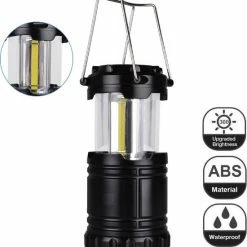 IBright 3 In 1 Oplaadbare Camping Lamp - Tentlamp - Lantaarn - Zaklamp - Multifunctioneel - Solar - Zwart
