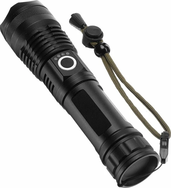 King Mungo Oplaadbaar LED Zaklamp - Zaklampen - Telescopisch Zoom - 5 Modi - 6000LM - IP65 Waterdicht - Met USB Kable En Accu - Zwart 7 King Mungo Oplaadbaar LED Zaklamp - Zaklampen - Telescopisch Zoom - 5 Modi - 6000LM - IP65 Waterdicht - Met USB Kable En Accu - Zwart - Afbeelding 5