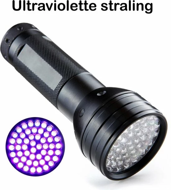 BTH UV Zaklamp Ultraviolet Urine Detector Zaklmap UV Lamp 51 LED Blacklight Aluminium - Zwart 4 BTH UV Zaklamp Ultraviolet Urine Detector Zaklmap UV Lamp 51 LED Blacklight Aluminium - Zwart - Afbeelding 2