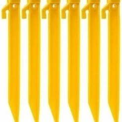 Merkloos 12x Kunststof Tentharingen Geel 21 Cm - Felgekleurd Voor Extra Zichtbaarheid - Camping/kampeer Accessoires