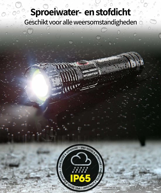 TomorrowNow® Oplaadbare LED Zaklamp - USB-C + USB-A - 3.000 Lumen - Powerbank Functie - Battery Management System - Waterdicht 9 TomorrowNow® Oplaadbare LED Zaklamp - USB-C + USB-A - 3.000 Lumen - Powerbank Functie - Battery Management System - Waterdicht - Afbeelding 7