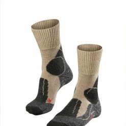 FALKE TK1 Adventure Wandelsokken Dikke Versterkte Thermische Sokken Zonder Patroon Met Medium Padding Lang En Warm Winter Merinowol Beige Heren Sportsokken - Maat 44-45