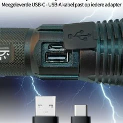 TomorrowNow® Oplaadbare LED Zaklamp - USB-C + USB-A - 3.000 Lumen - Powerbank Functie - Battery Management System - Waterdicht 14 TomorrowNow® Oplaadbare LED Zaklamp - USB-C + USB-A - 3.000 Lumen - Powerbank Functie - Battery Management System - Waterdicht -Flamecan winkel 550x660 7
