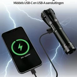 TomorrowNow® Oplaadbare LED Zaklamp - USB-C + USB-A - 3.000 Lumen - Powerbank Functie - Battery Management System - Waterdicht 15 TomorrowNow® Oplaadbare LED Zaklamp - USB-C + USB-A - 3.000 Lumen - Powerbank Functie - Battery Management System - Waterdicht -Flamecan winkel 550x660 8