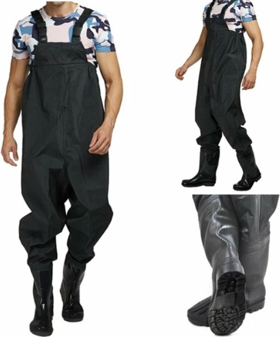 T.R.Goods Waadpak - Waterdicht Pak PVC - Waadbroek Met Vaste Laarzen - Schoenmaat 41 3 T.R.Goods Waadpak - Waterdicht Pak PVC - Waadbroek Met Vaste Laarzen - Schoenmaat 41