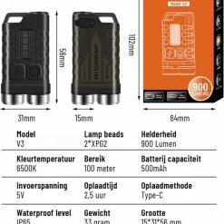 JGS Duo Zaklamp-Led-900 Lumen-USB-C-Oplaadbaar-Sleutelhanger-multifunctioneel-JGS Multicard -Flamecan winkel 550x710 9