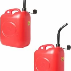 Merkloos 2x Stuks Jerrycans/benzinetanks 20 Liter Rood - Voor Diesel En Benzine - Brandstof Jerrycan/benzinetank