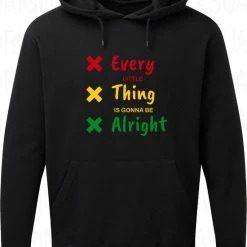 Merkloos EVERY LITTLE THING IS GONNA BE ALRIGHT Herenhoodie - Zwart - Maat M - Lange Mouwen - Normale Pasvorm - Met Capuchon En Steekzakken - Ajax 020 Amsterdam - Bob Marley - Rastabirds - Rastafari - Original Kwoots -Flamecan winkel 550x747 1