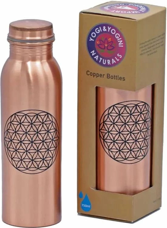 Yogi & Yogini Naturals Koperen Drinkfles Bloem Des Levens Geprint - 750 - Koper 4 Yogi & Yogini Naturals Koperen Drinkfles Bloem Des Levens Geprint - 750 - Koper - Afbeelding 2