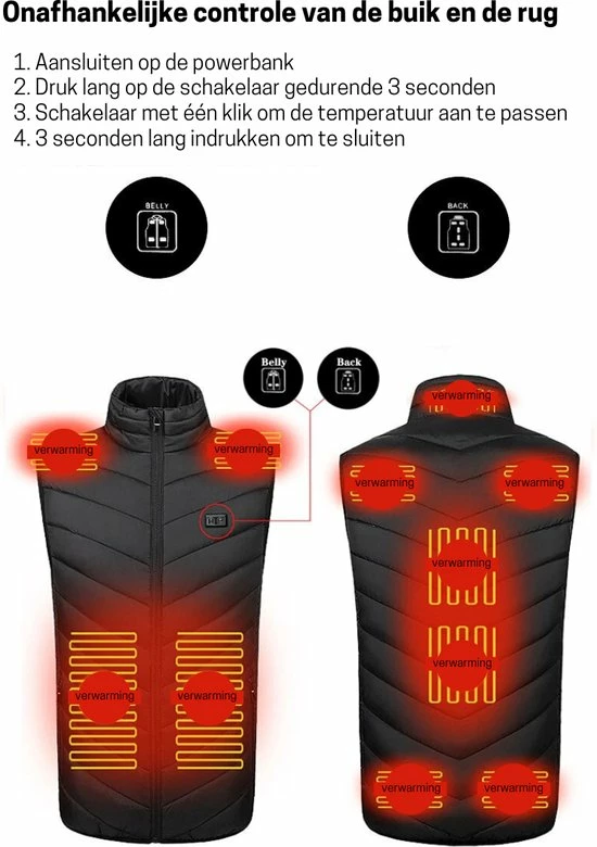 Merkloos Bolture Verwarmde Bodywarmer - Verwarmde Jas - Verwarmd Vest - Elektrische Bodywarmer - Dames En Heren - XS 6 Merkloos Bolture Verwarmde Bodywarmer - Verwarmde Jas - Verwarmd Vest - Elektrische Bodywarmer - Dames En Heren - XS - Afbeelding 4