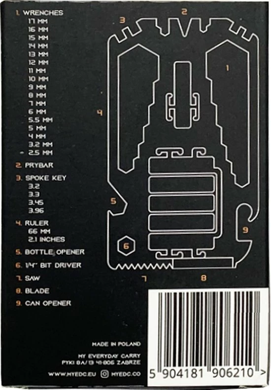 MyEDC - Pocket Card Multitool Gadget 29 In 1 - Multi Tool Met 29 Functies En 6 Bits - Outdoor Survival 7 MyEDC - Pocket Card Multitool Gadget 29 In 1 - Multi Tool Met 29 Functies En 6 Bits - Outdoor Survival - Afbeelding 5