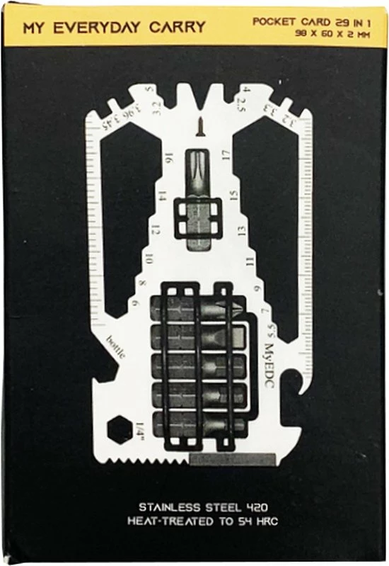 MyEDC - Pocket Card Multitool Gadget 29 In 1 - Multi Tool Met 29 Functies En 6 Bits - Outdoor Survival 8 MyEDC - Pocket Card Multitool Gadget 29 In 1 - Multi Tool Met 29 Functies En 6 Bits - Outdoor Survival - Afbeelding 6