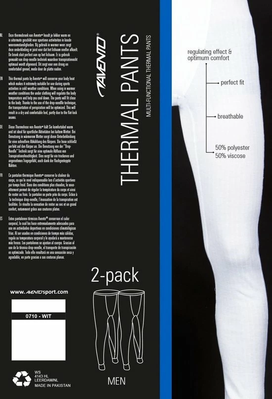 Avento Thermobroek Mannen - 2-Pack - Wit - Maat XXL 6 Avento Thermobroek Mannen - 2-Pack - Wit - Maat XXL - Afbeelding 4